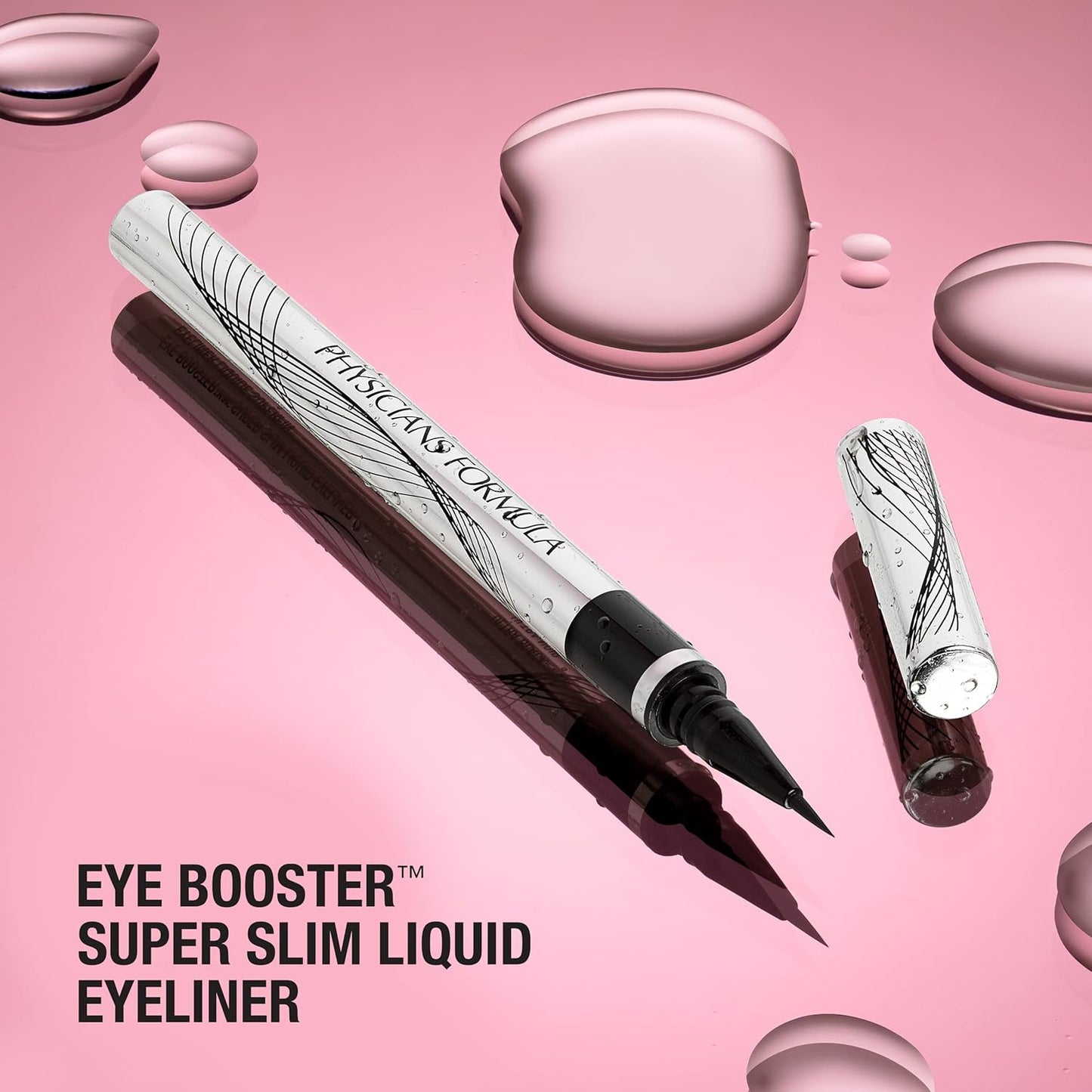 Eye Booster Super Slim Liquid Eyeliner, Waterproof Precision with a Lash-Boosting Complex, Natural Finish, & Sensitive Skin Approved, Cruelty-Free & Vegan -Ultra Black